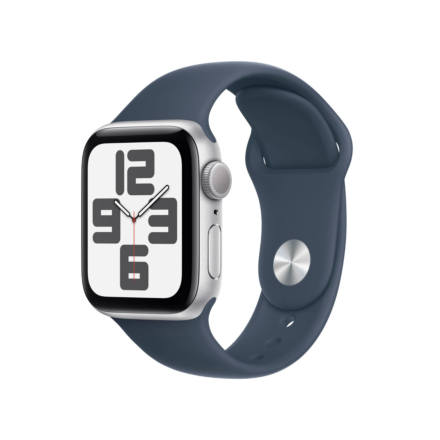 Apple Watch SE GPS 40mm 실버 알루미늄 케이스, 스톰 블루 스포츠 밴드 - S/M * MRE13KH/A
