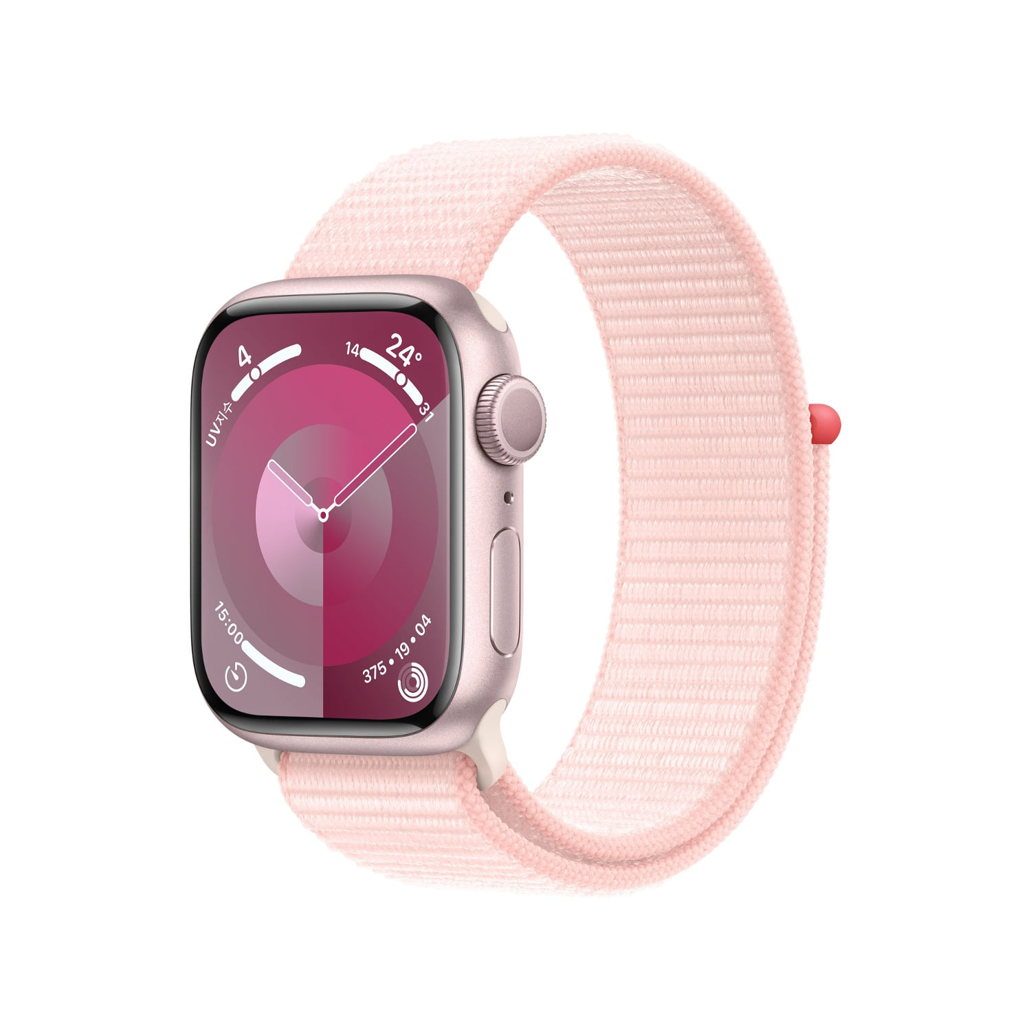 Apple Watch Series 9 GPS 41mm 핑크 알루미늄 케이스, 라이트 핑크 스포츠 루프 * MR953KH/A