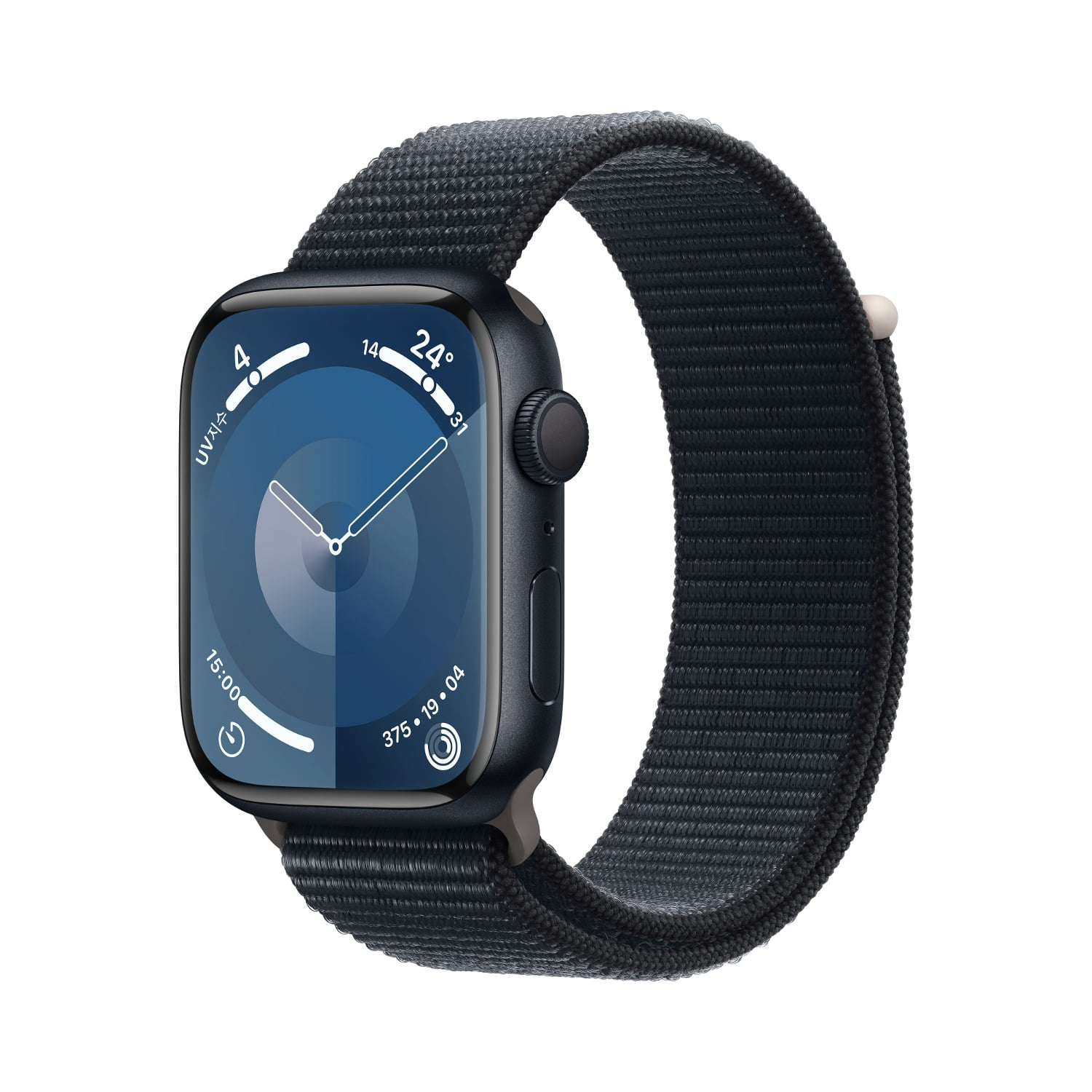 Apple Watch Series 9 GPS 45mm 미드나이트 알루미늄 케이스, 미드나이트 스포츠 루프 * MR9C3KH/A