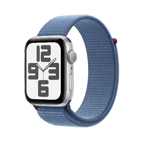 Apple Watch SE GPS 44mm 실버 알루미늄 케이스, 윈터 블루 스포츠 루프 * MREF3KH/A