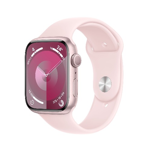 Apple Watch Series 9 GPS 45mm 핑크 알루미늄 케이스, 라이트 핑크 스포츠 밴드 - M/L * MR9H3KH/A