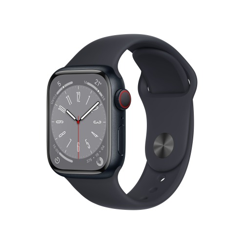 Apple Watch Series 8 Cellular 41mm 미드나이트 알루미늄 케이스, 미드나이트 스포츠 밴드 * MNHV3KH/A